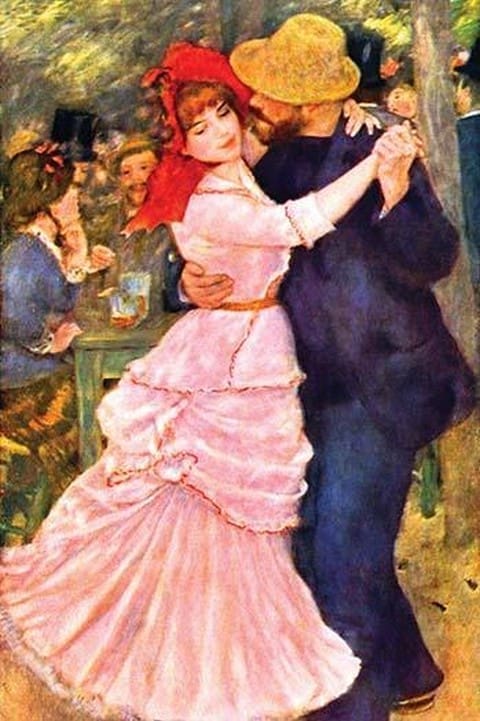 Dance in Bougival (Detail) by Pierre-August Renoir - Art Print