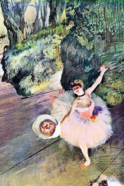 Dancer with a bouquet of flowers (The Star of the ballet) by Edward Degas - Art Print