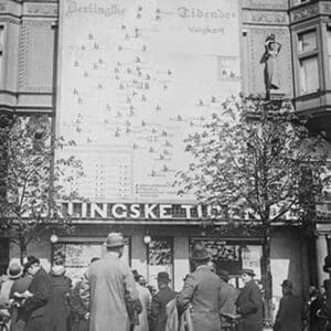 Danish Election Results Posted on Huge Automatic Billboard - Art Print