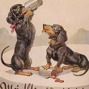 Daschund Duo Drinks - Art Print