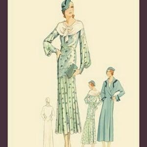 Daytime Dress in Fern with Overcoat by Atelier Bachroitz - Art Print