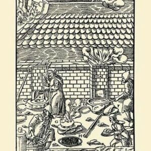 De Re Metallica Plate 11: Preparing the Forehearth - Art Print