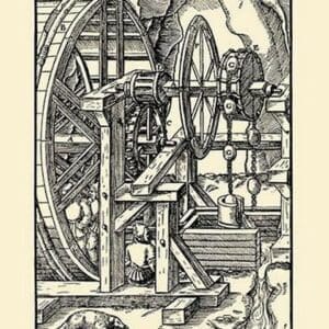 De Re Metallica Plate 16: Wheel Turned By Treading - Art Print