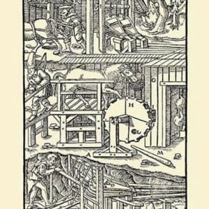 De Re Metallica Plate 19: Operating the Bellows - Art Print