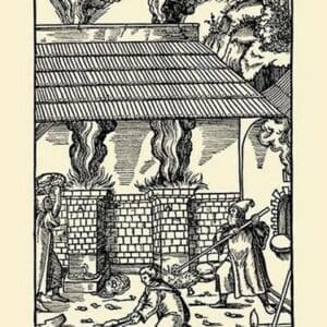 De Re Metallica Plate 30: Furnaces and Forehearths - Art Print