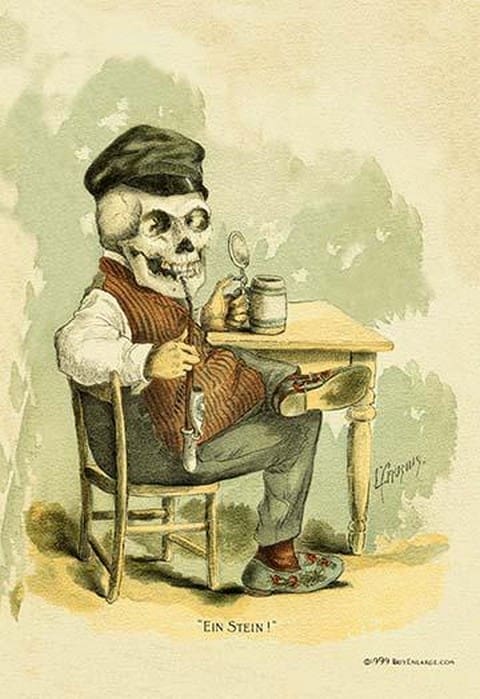 Death Tips a Pint by F. Frusius M.D. - Art Print