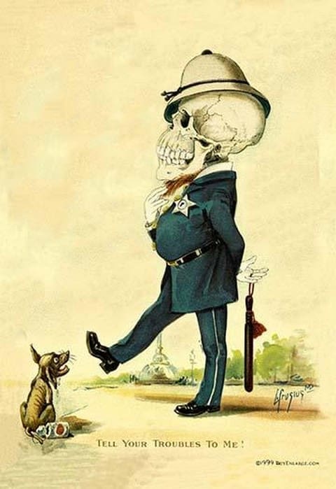 Death Walks a Beat by F. Frusius M.D. - Art Print