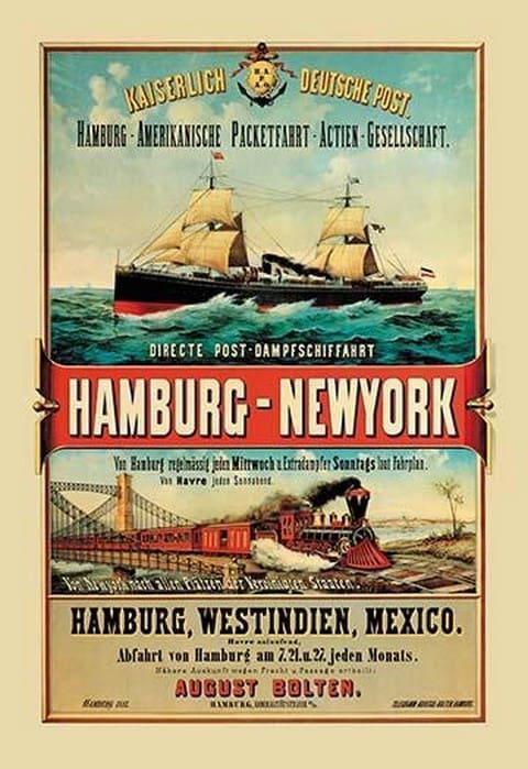 Direct Post Office Shipping Hamburg to New York - Art Print