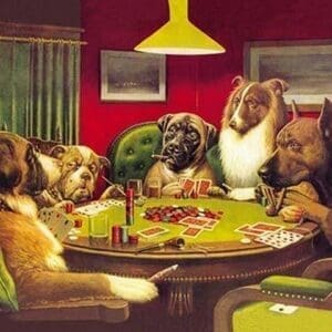 Dog Poker - 'Is the St. Bernard Bluffing?' by C.M. Coolidge - Art Print