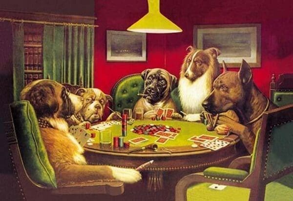 Dog Poker - 'Is the St. Bernard Bluffing?' by C.M. Coolidge - Art Print