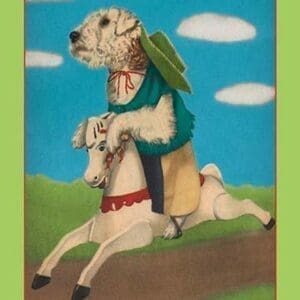 Dog on a Hobby Horse - Art Print