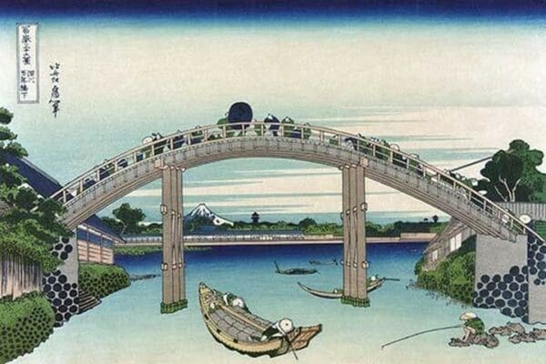 Edo Zdo Bridge by Hokusai - Art Print