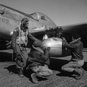 Edward C. Gleed and two unidentified Tuskegee airmen