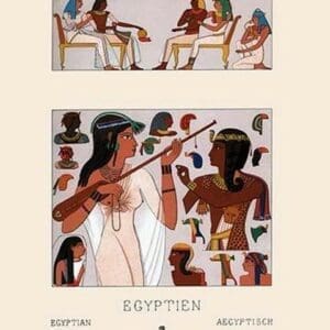 Egyptian Headdresses and Hairstyles by Auguste Racinet - Art Print