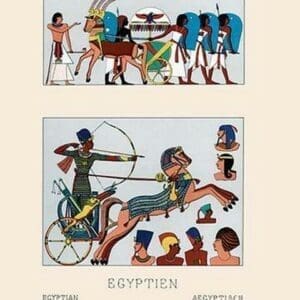 Egyptian Military Hairstyles and Costumes by Auguste Racinet - Art Print