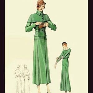 Emerald Dress and Overcoat by Atelier Bachroitz - Art Print