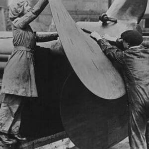 English Workers labor over a ship's Propeller at Shipyard - Art Print