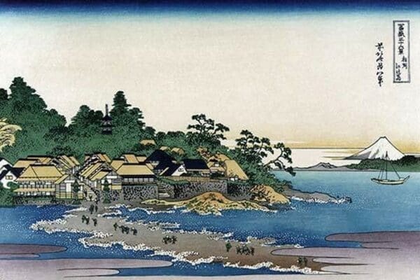 Enoshima in Sagami Province by Katsushika Hokusai - Art Print