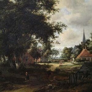 Entrance to a Village by Meindert Hobbema - Art Print