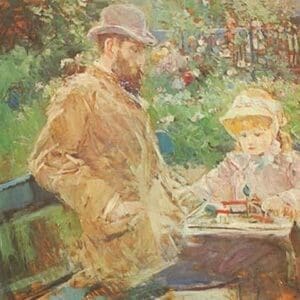 Eugene Manet and His Daughter in Bougival by Berthe Morisot - Art Print