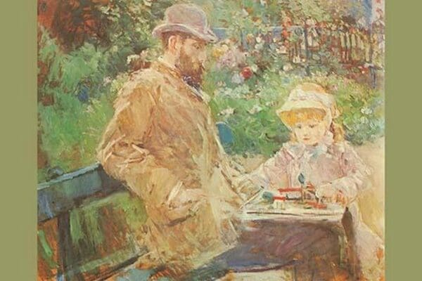 Eugene Manet and His Daughter in Bougival by Berthe Morisot - Art Print