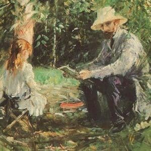 Eugene Manet and His Daughter in the Garden by Berthe Morisot - Art Print