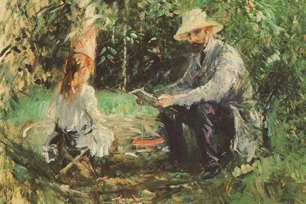 Eugene Manet and His Daughter in the Garden by Berthe Morisot - Art Print