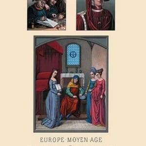 Europe - Fifteenth Century Civil Costumes by Auguste Racinet - Art Print