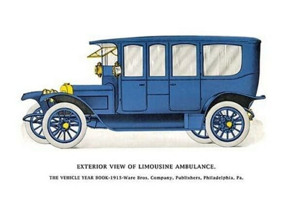 Exterior View of Limousine Ambulance - Art Print