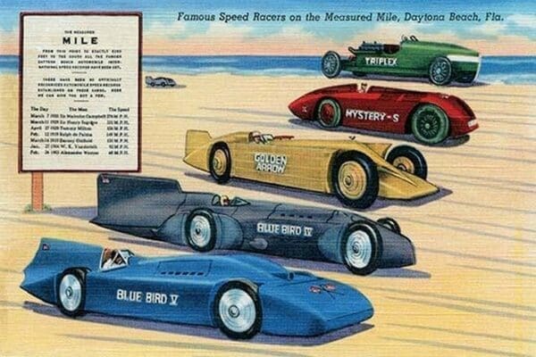 Famous Speed Racers on the Measured Mile - Art Print