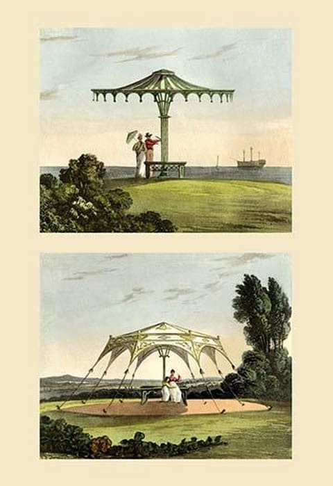 Fanciful Garden Shelters by J. B. Papworth - Art Print