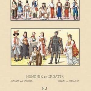 Fashions of Hungary and Croatia by Auguste Racinet - Art Print