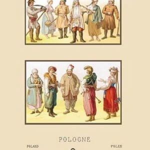 Fashions of Nineteenth Century Poland by Auguste Racinet - Art Print