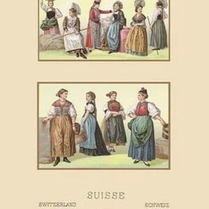 Feminine Dress of Switzerland by Auguste Racinet - Art Print