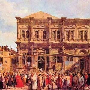 Festival in San Rocco by Canaletto - Art Print