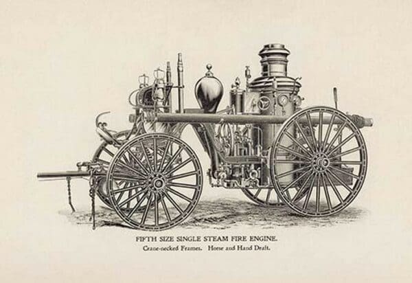 Fifth Size Single Steam Fire Engine: Crane-Necked Frames - Art Print