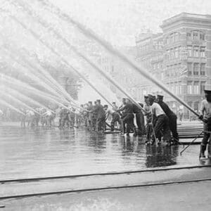 Fireman testing high-pressure hoses