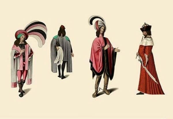 Flamboyant Medieval Costumes by H. Shaw - Art Print