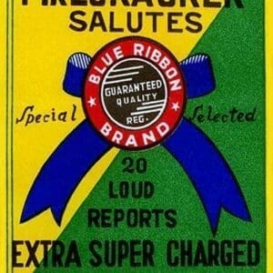 Flashlight Firecracker Salutes - Blue Ribbon Brand - Art Print