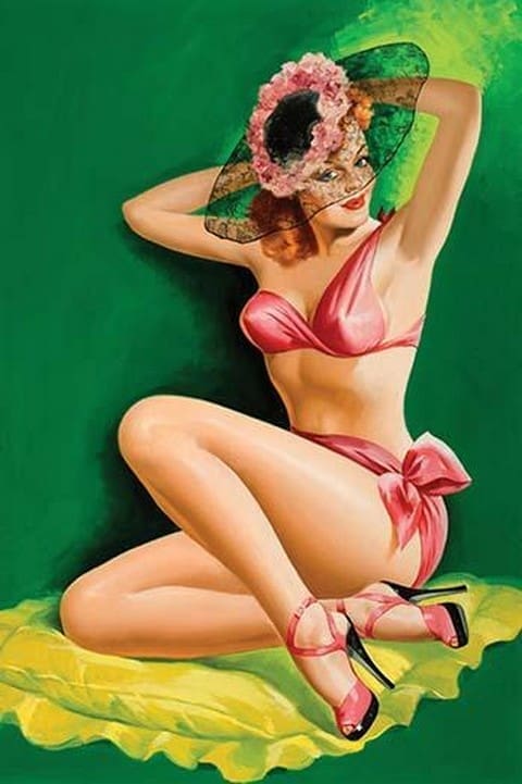 Flirt Magazine; Pinup with Hat by Peter Driben - Art Print