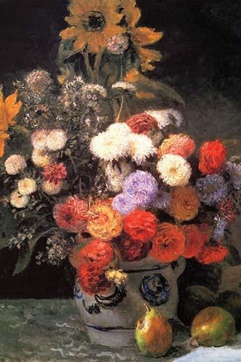 Flowers in a vase by Pierre-August Renoir - Art Print