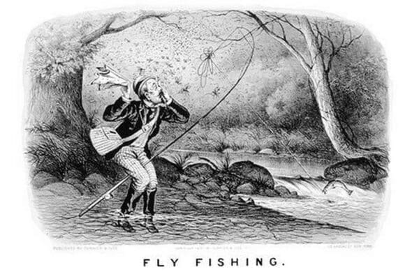 Fly Fishing by Currier & Ives - Art Print