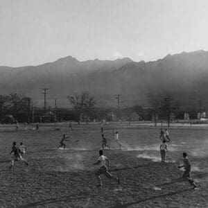 Football practice by Ansel Adams - Art Print