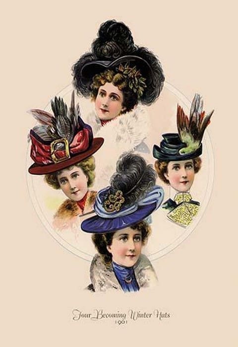 Four Becoming Winter Hats - Art Print