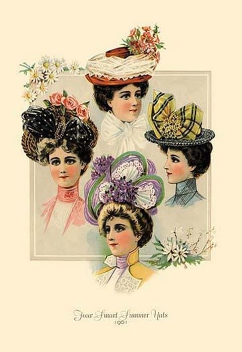 Four Smart Summer Hats - Art Print