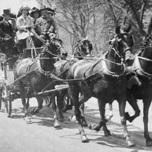 Four in Hand Coach with Wealthy on their way to Newport from Manhattan - Art Print