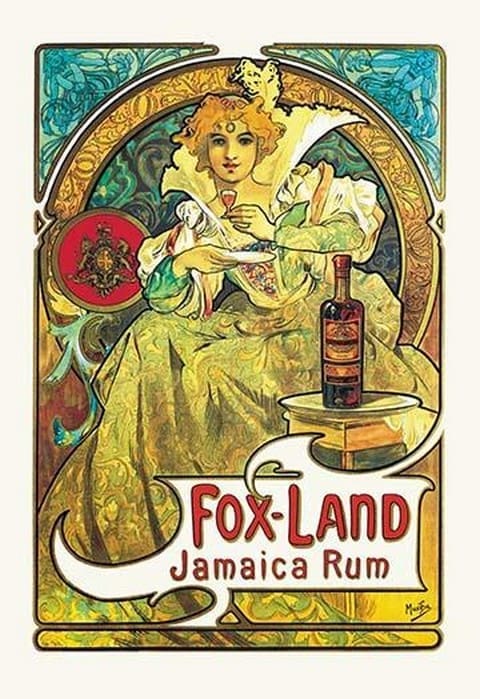 Fox-Land Jamaica Rum by Alphonse Mucha - Art Print