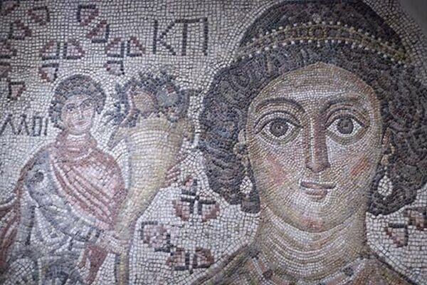 Fragment of a Floor Mosaic with a Personification of Ktisis - Art Print