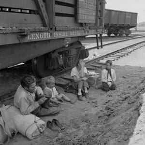 Freight Train Family by Dorothea Lange - Art Print