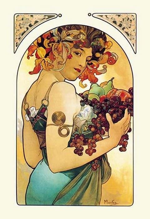 Fruit by Alphonse Mucha - Art Print